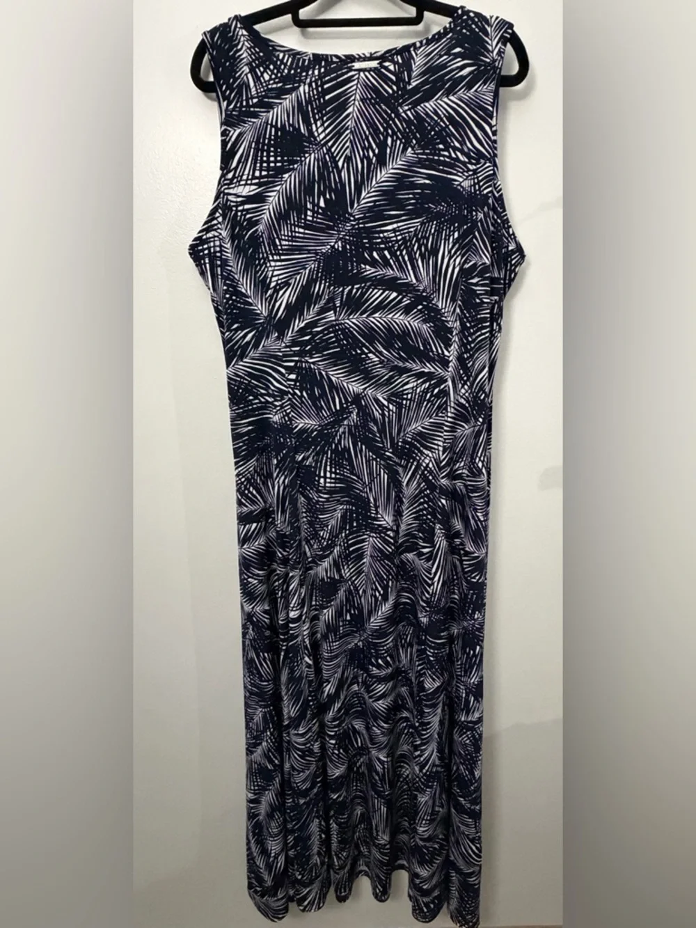 Michael Kors Navy and White Palm-Print Dress